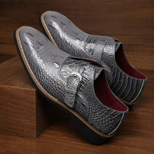 Bold Embossed Buckle Shoes