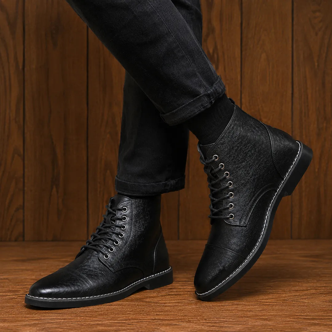 Cap Toe Lace-Up Boots