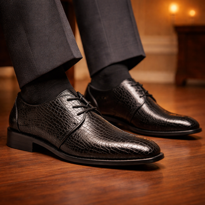 Crocodile Pattern Leather Shoes
