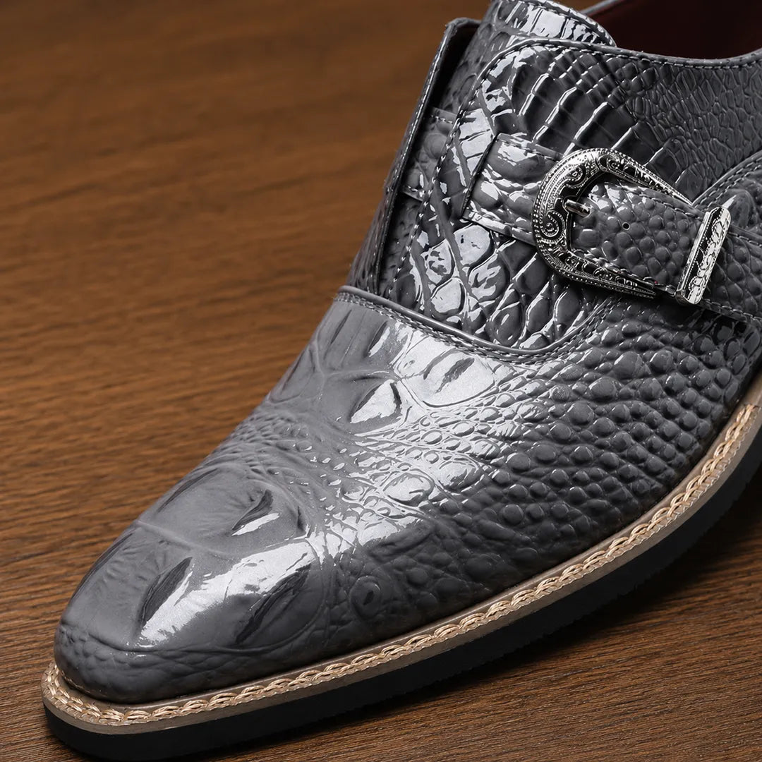 Bold Embossed Buckle Shoes