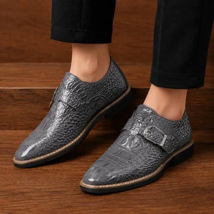 Bold Embossed Buckle Shoes