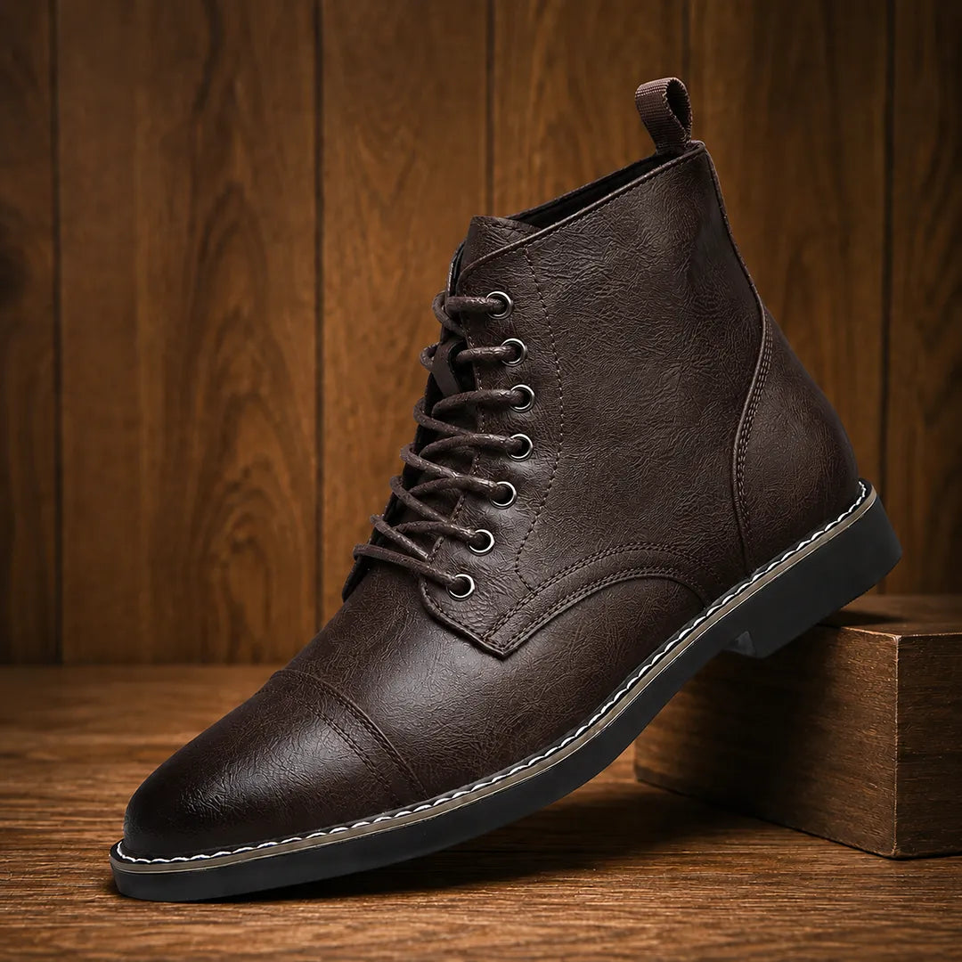 Cap Toe Lace-Up Boots