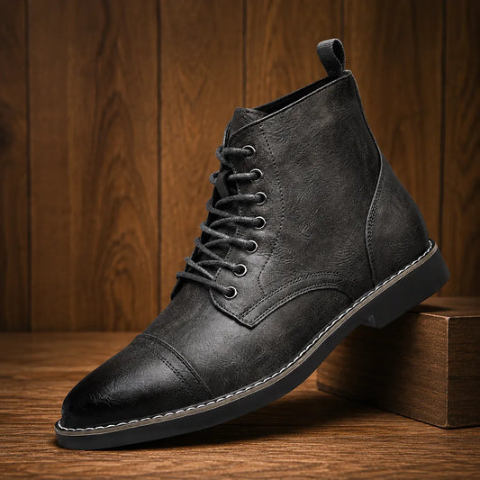 Cap Toe Lace-Up Boots