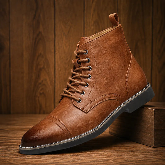 Cap Toe Lace-Up Boots