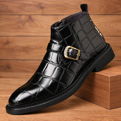 Croc Textured Ankle Boots