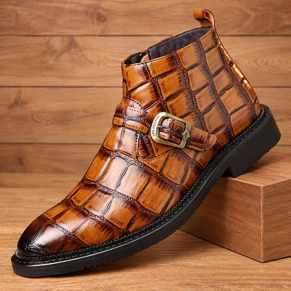 Croc Textured Ankle Boots