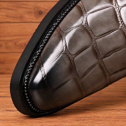 Croc Textured Ankle Boots