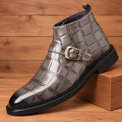 Croc Textured Ankle Boots