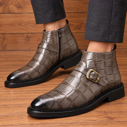 Croc Textured Ankle Boots