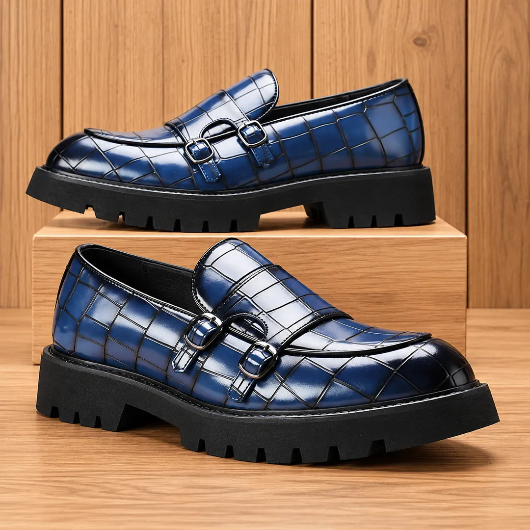 Textured Buckle Loafers