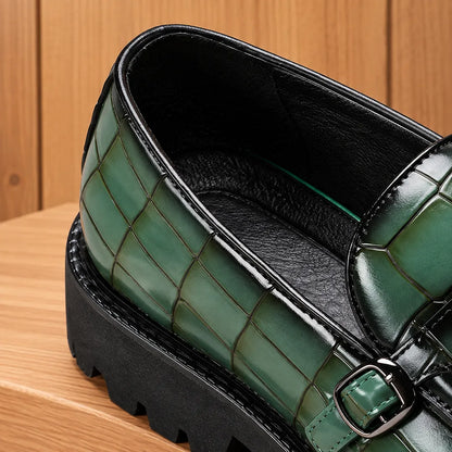 Textured Buckle Loafers